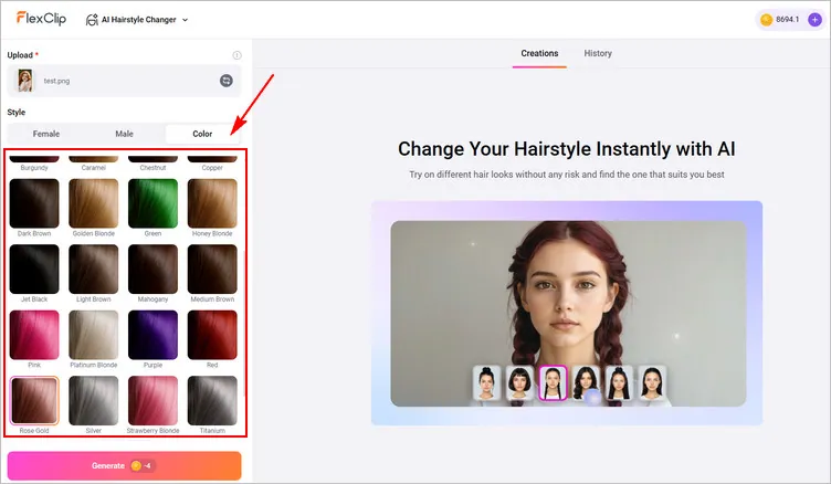 Try on Hair Colors You Like