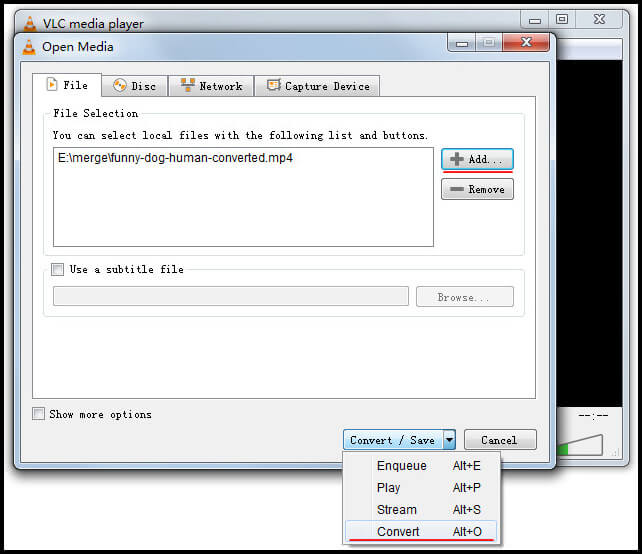 Upload video files for VLC conversion.