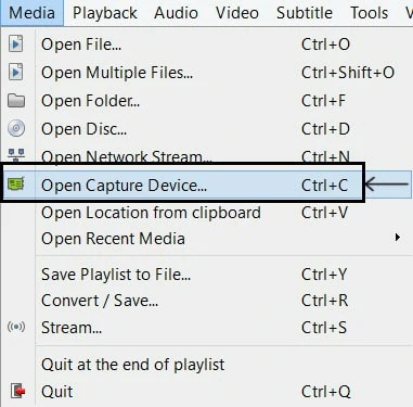 Choose Open Capture Device Option