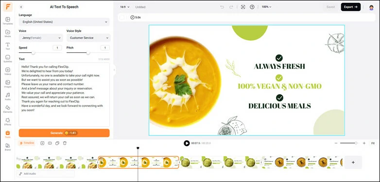 Choose the Parameter of Speed and Pitch