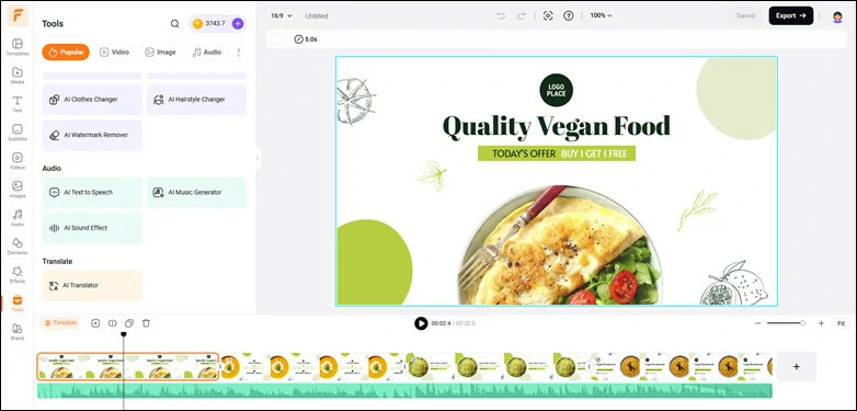 Enter FlexClip and Move to Text-to-speech Panel