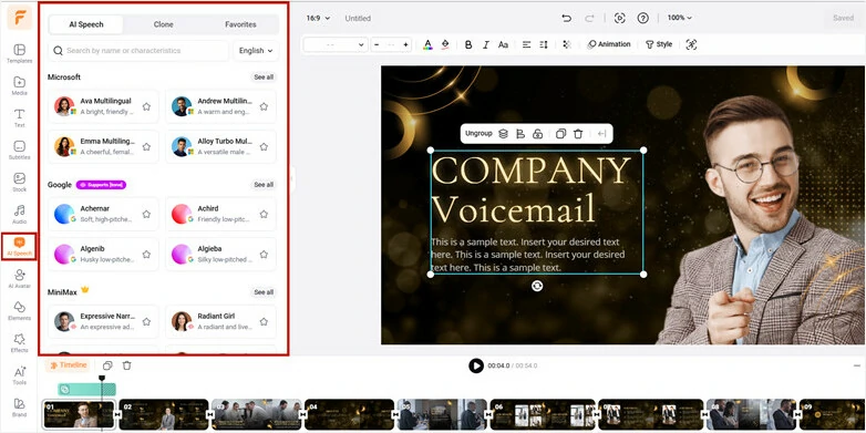 Go to AI Speech and Select the Preferred Voice Avatar