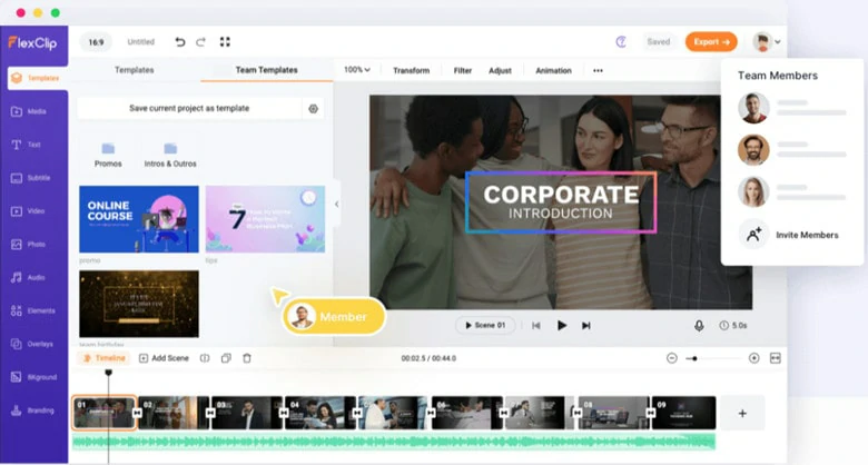 Team Collaborative Feature in FlexClip