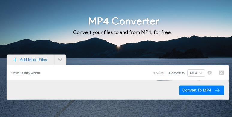 FreeConvert converts WebM to MP4