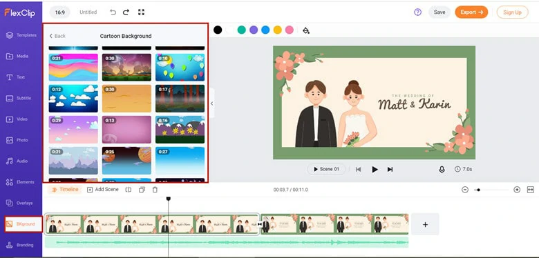 Add Background for Your Wedding Animation Video