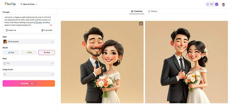 Download or Share the Wedding Caricature Creation