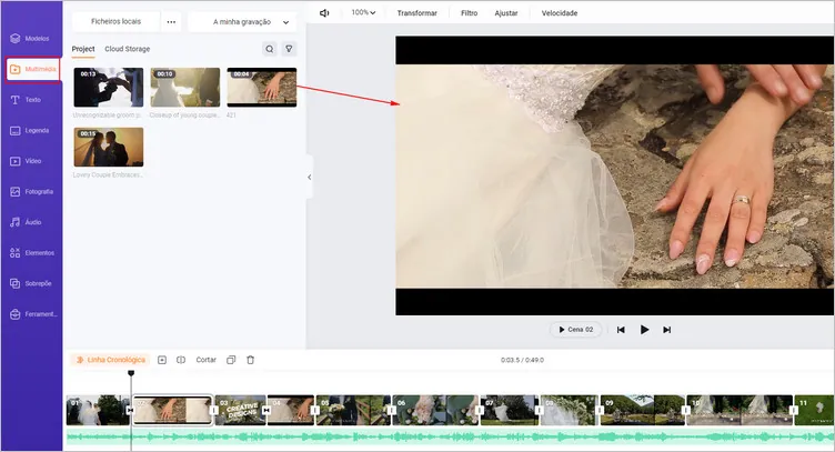 Crie um vídeo de montagem de casamento online grátis – Substituir