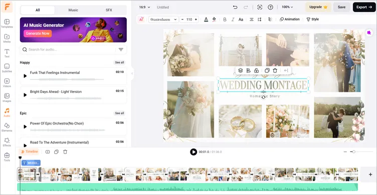 AI Recreate Template to Make a Wedding Montage Automatically - Custom Edits