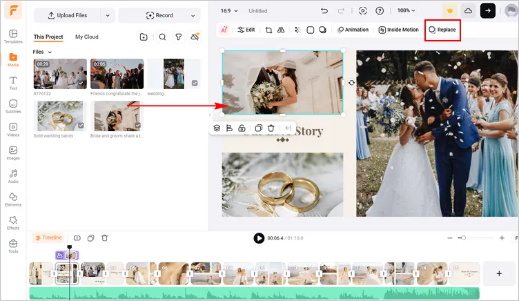 Customize Template for a Wedding Montage Manually - Replace