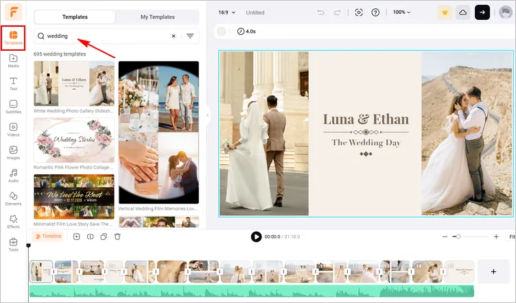 Customize Template for a Wedding Montage Manually - Pick a Template