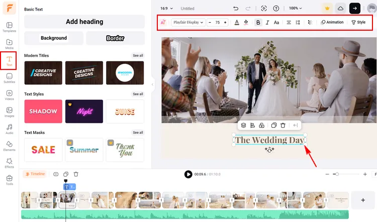 Customize Template for a Wedding Montage Manually - Edit Text