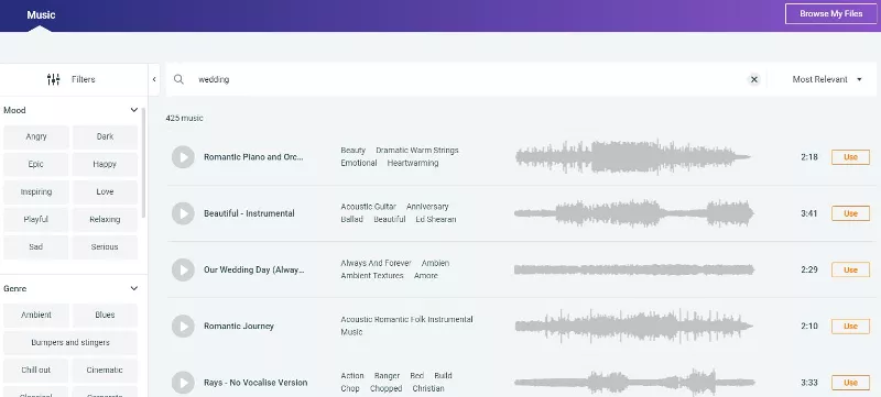 Add royalty-free music to wedding video