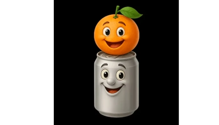 アルミ缶の上にあるミカン