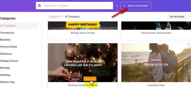 FlexClip Template Page