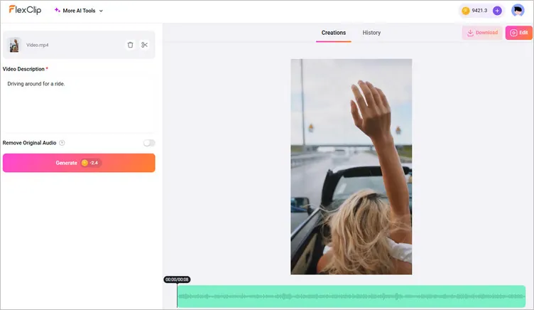 Create AI Wind Sound Effect from Video - Step 3