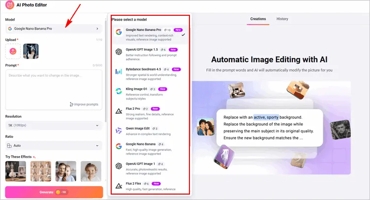 Create Wrapping Paper Photo with FlexClip Photo Editor - Select Model