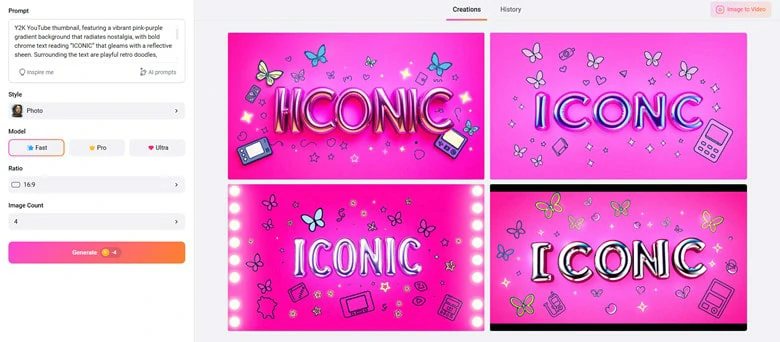 Generate Y2K Thumbnail from Text with FlexClip: Download and Share Your Y2K Thumbnail
