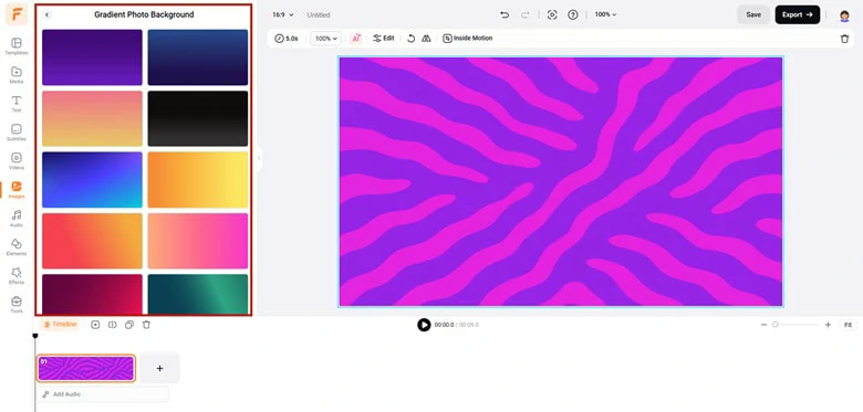 Select the Background for Your Thumbnail in FlexClip
