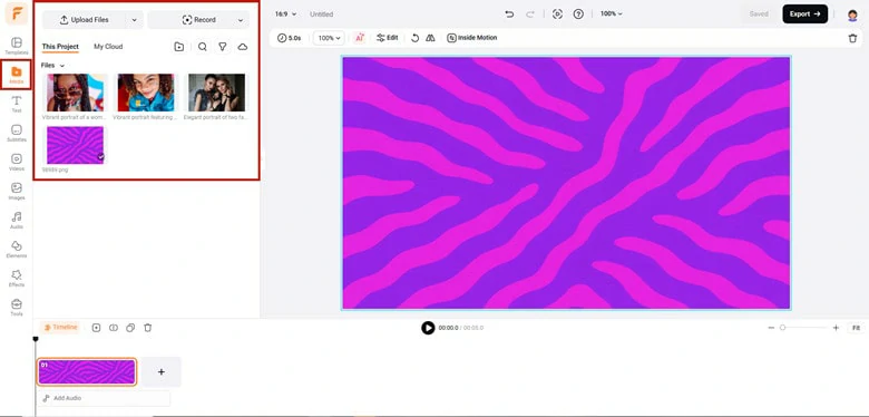 Upload Your Photo to FlexClip for Y2K Thumbnail Creation