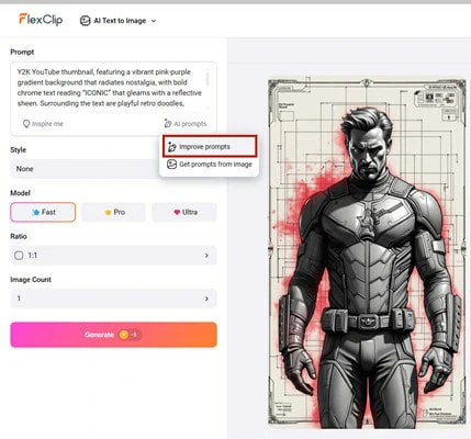 Generate Y2K Thumbnail from Text with FlexClip: Use AI Prompts to Enhance Your Description