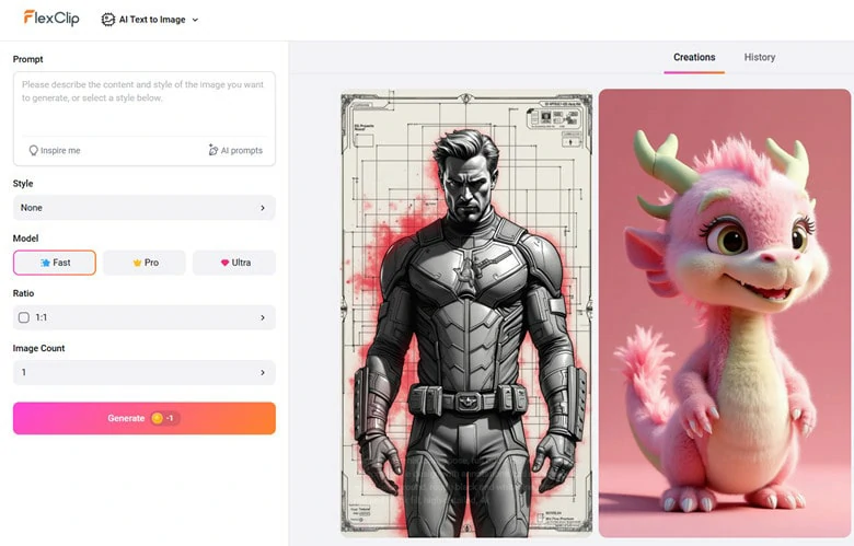 Generate Y2K Thumbnail from Text with FlexClip: Visit FlexClip's AI Image Generator