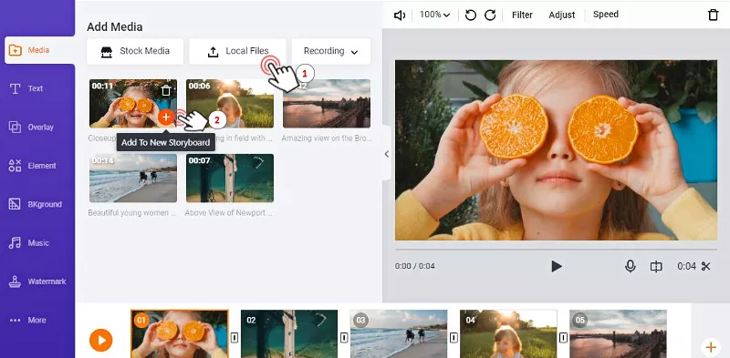 Upload local videos to FlexClip to add YouTube Background music