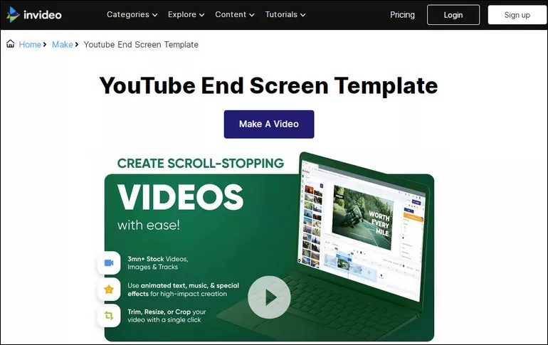 Online YouTube End Screen Maker - InVideo