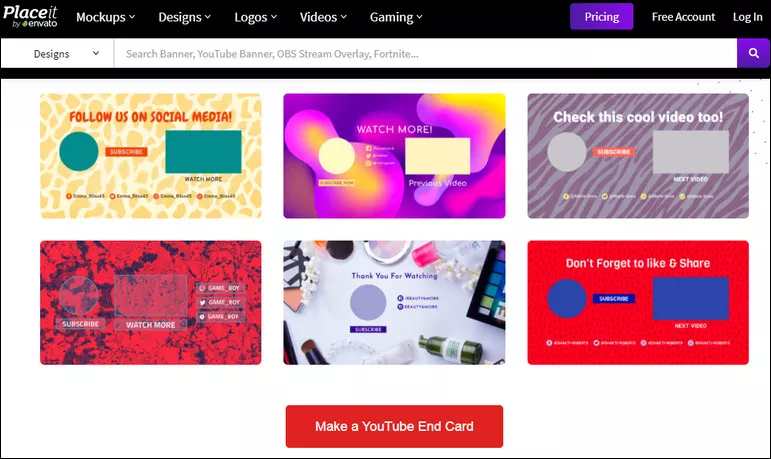 Online YouTube End Screen Maker - Placeit