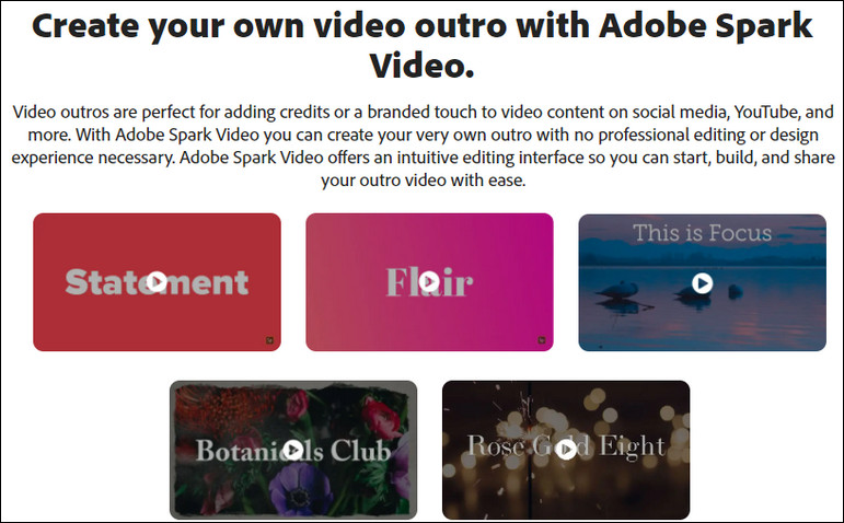 Online YouTube Outro Maker - Adobe Spark