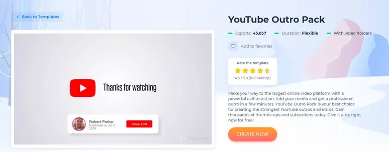 Renderforest YouTube outro templates pack