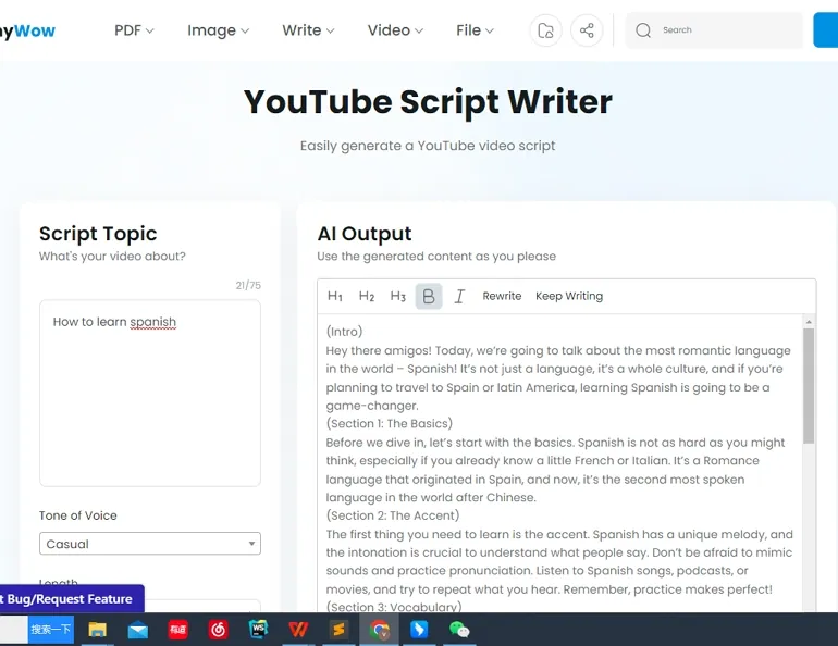 Best YouTube Script Generator - Tinywow