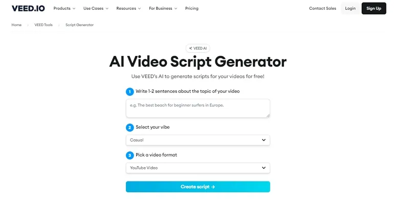 Best YouTube Script Generator - Veed