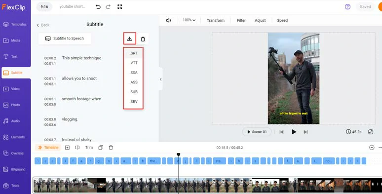 Directly download YouTube Shorts captions or subtitles in SRT, VTT, and other subtitle formats