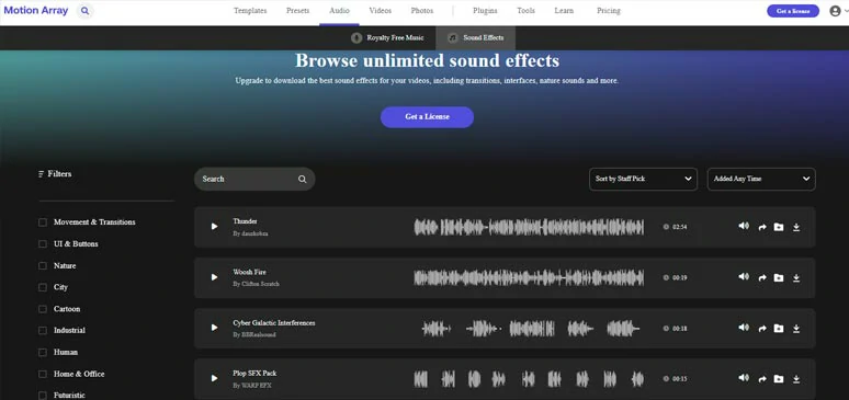 Studio Audio Search Needs Categories (sfx, music, ambient, etc