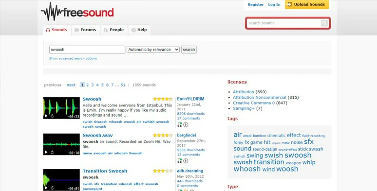 Download copyright-free YouTube sound effects from Freesound