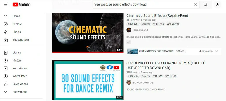 Get royalty-free YouTube sound effects from diverse YouTube music channels