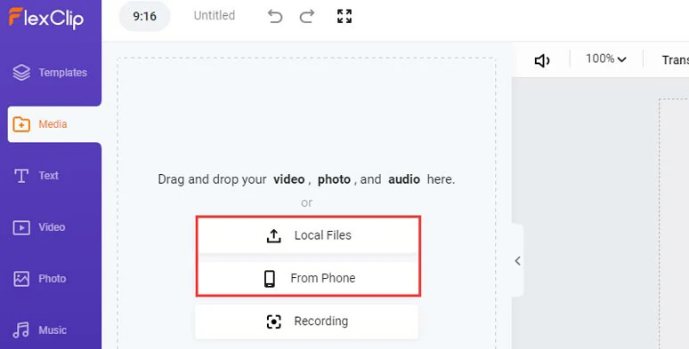 Upload your footage to FlexClip
