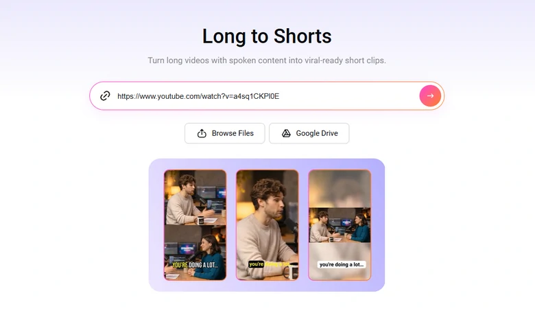 Upload YouTube Video to FlexClip's Long to Shorts Tool