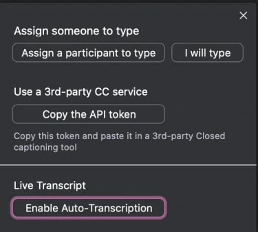 Enable Live Transcription Service