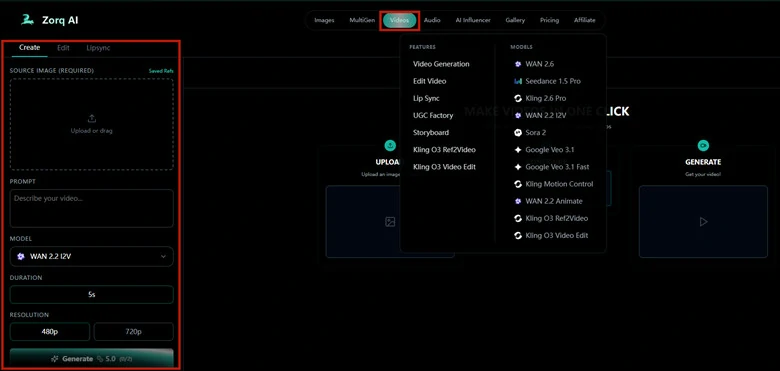 Access Zorq AI Website and Upload Your Image