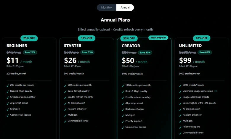 The Pricing Page of Zorq AI