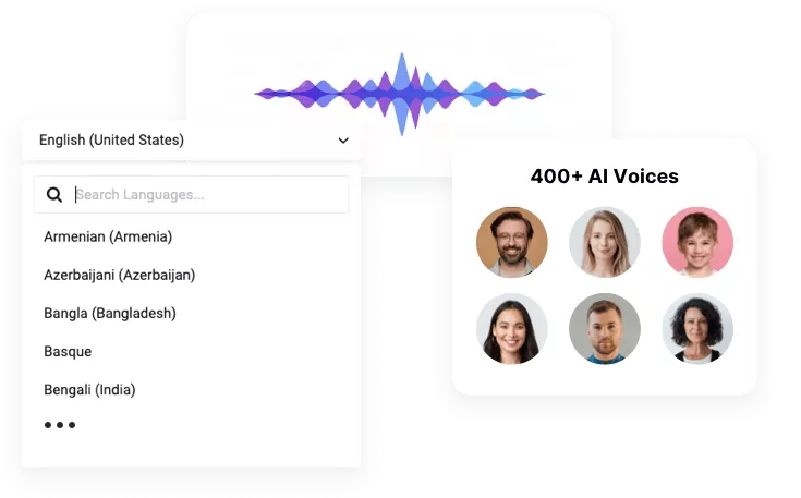 Converter legenda em fala com mais de 400 vozes de IA realistas