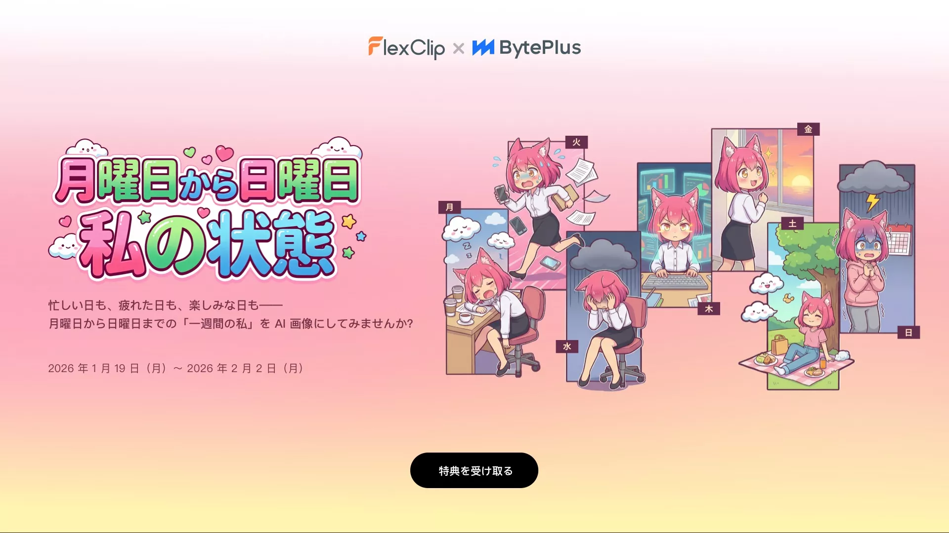 月曜日から日曜日、私の状態