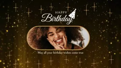 Black And Gold Modern Happy Birthday Video Message