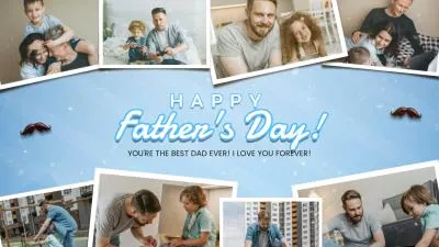 Bokeh Collage Happy Fathers Day Thank You Best Dad Family Photo Post