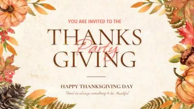 Elegant Watercolor Illustrate Thanksgiving Party Invitation
