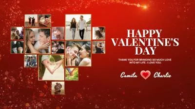 Golden Lovely Happy Valentines Day Red Heart Photo Collage Love Memories Slideshow Instagram Post