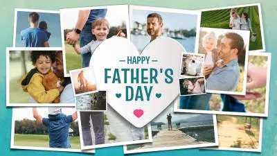 Happy Family Fathers Day Wish Greeting Photo Collage Slideshow