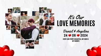 Love Memories Red Heart Romantic Valentines Photo Collage Story
