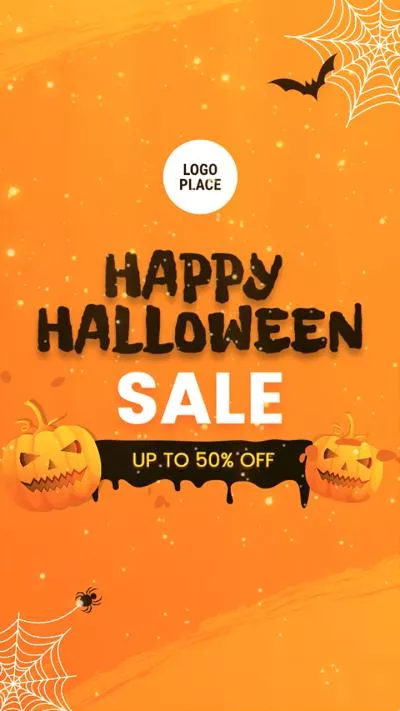 Black Orange Animated Happy Halloween Promo Sale